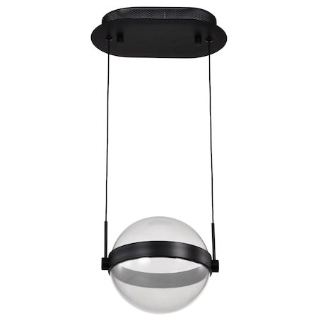 Nuvo Arvada, 8 Inch LED Pendant, Matte Black, Silk Screened Acrylic Lens 62/2031